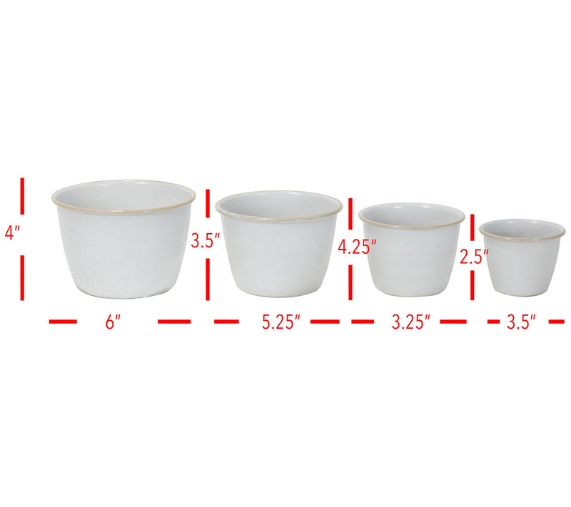 Foreside Home & Garden S/4 Antiqued White Enamel Planters — View 5