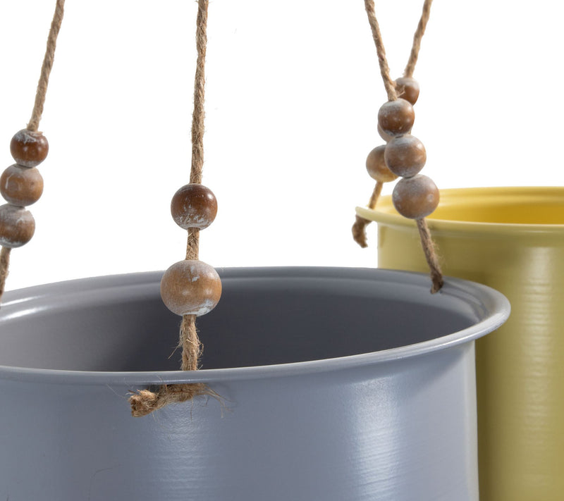 Foreside Home & Garden S/2 Hanging Planters w/Wood Bead — View 2