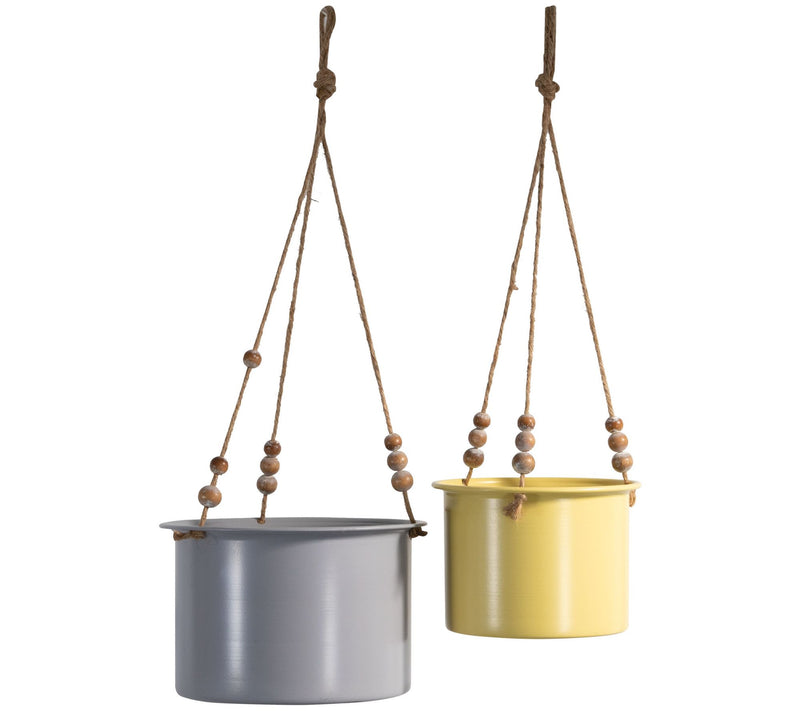 Foreside Home & Garden S/2 Hanging Planters w/Wood Bead — Main view