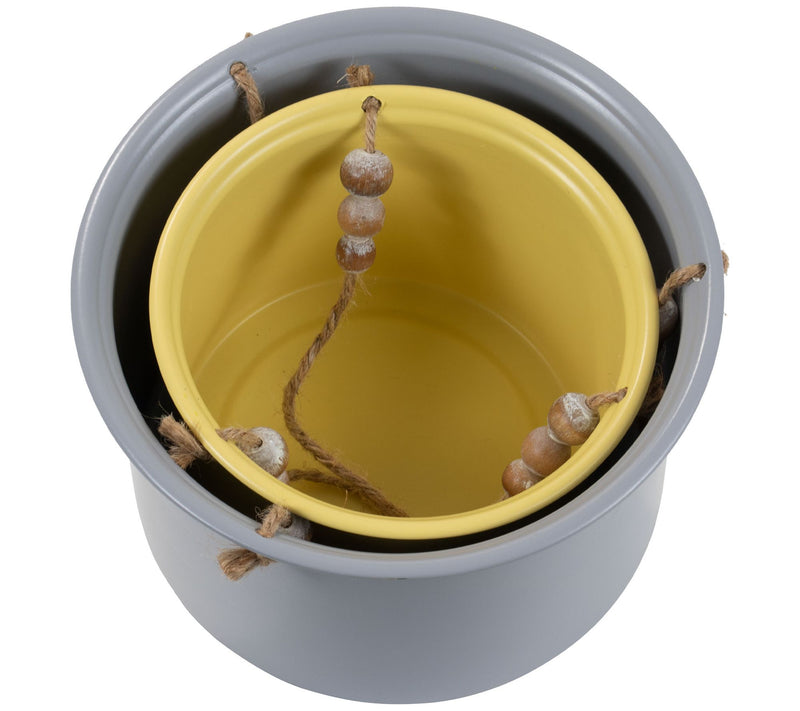 Foreside Home & Garden S/2 Hanging Planters w/Wood Bead — View 3