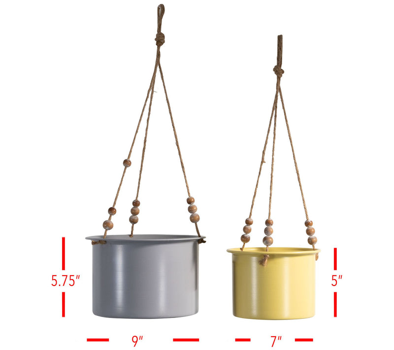 Foreside Home & Garden S/2 Hanging Planters w/Wood Bead — View 4