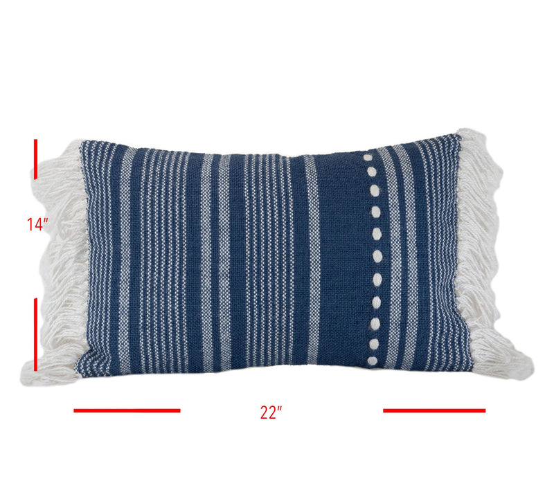 Foreside Home & Garden Blue Striped Hand Woven14x22"Pillow — View 5