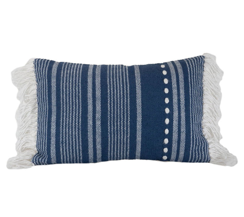Foreside Home & Garden Blue Striped Hand Woven14x22"Pillow — Main view