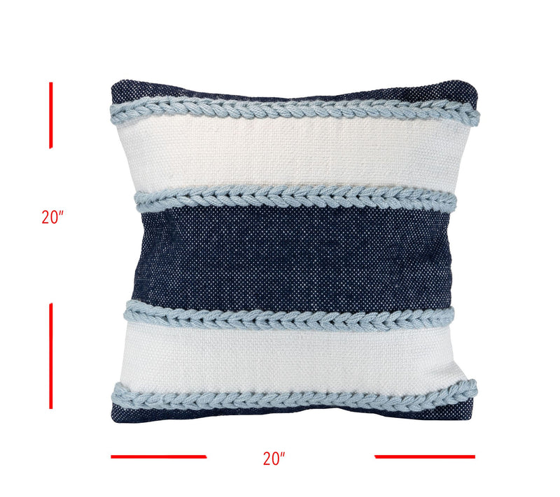 Foreside Home & Garden Blue Striped Hand Woven20x20" Pillow — View 4