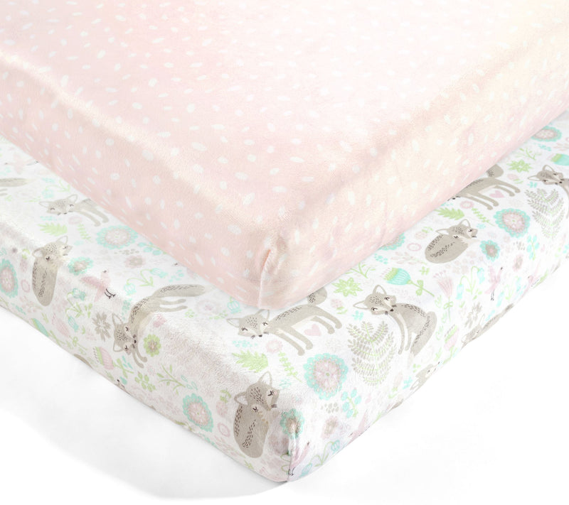 Lush Decor Baby Pixie Fox Micromink Set of 2 Crib Sheets — View 3