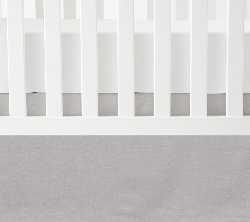 Lush Decor Baby Printed Linen-Textured Solid Gray Crib Skirt — Main view