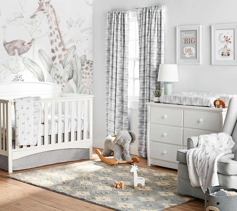 Lush Decor Baby Printed Linen-Textured Solid Gray Crib Skirt — View 7