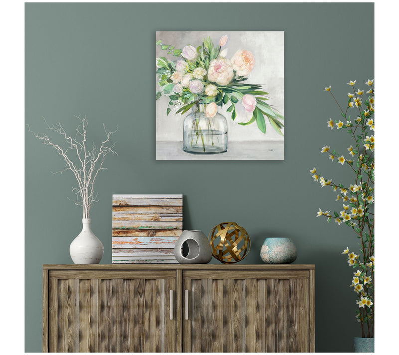 Courtside Market Blushing Spring Bouquet Gray Sq 24x24 Canvas — View 2