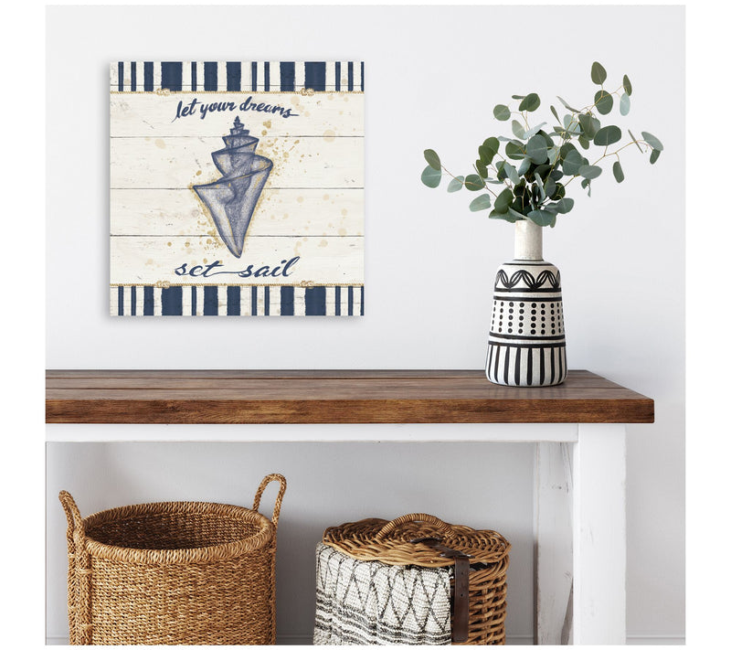 Courtside Market Calm Seas IIi Gold Rope Border16x16 Canvas — View 2