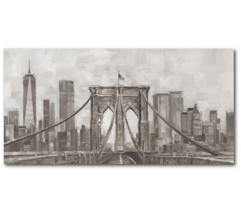 Courtside Market Charcoal Brooklyn Bridge I 24x48 Canvas — Main view