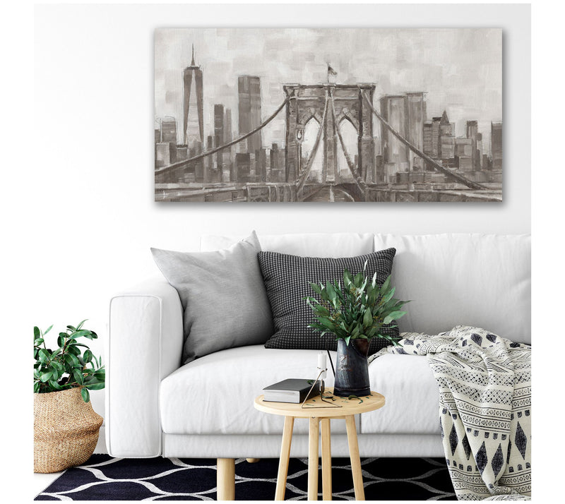 Courtside Market Charcoal Brooklyn Bridge I 24x48 Canvas — View 2