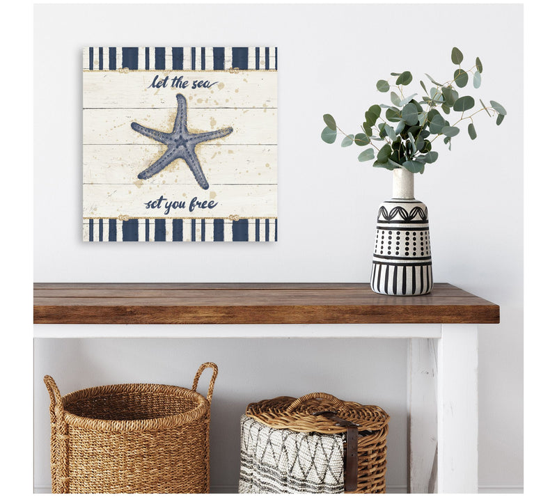 Courtside Market Calm Seas II Gold Rope Border16x16 Canvas — View 2