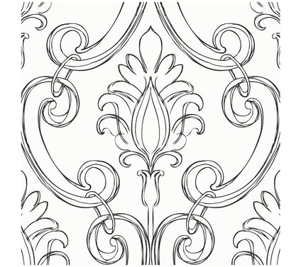 NextWall Sketched Damask Peel and Stick Wallpaper Roll