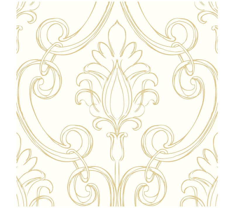 NextWall Sketched Damask Peel and Stick Wallpaper Roll — View 5