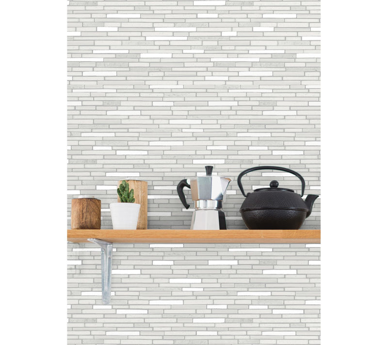 NextWall Faux Mosaic Strip Tile Peel and StickWallpaper Roll — View 8