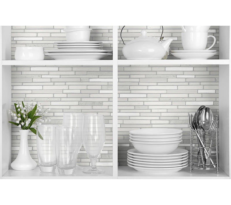 NextWall Faux Mosaic Strip Tile Peel and StickWallpaper Roll — View 7