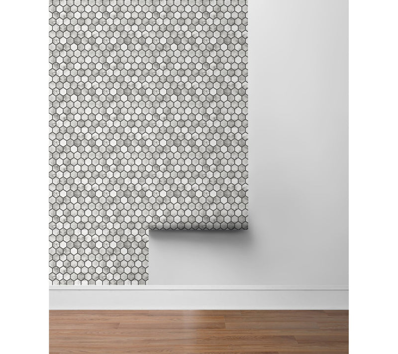 NextWall Marble Hexagon Peel and Stick Wallpaper Roll — View 9