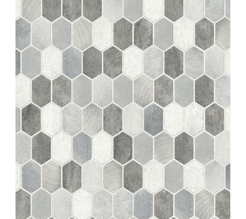 NextWall Brushed Hex Tile Peel and Stick Wallpaper Roll — Main view