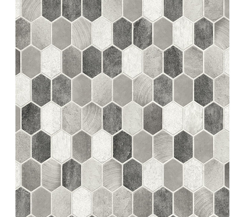 NextWall Brushed Hex Tile Peel and Stick Wallpaper Roll — View 5