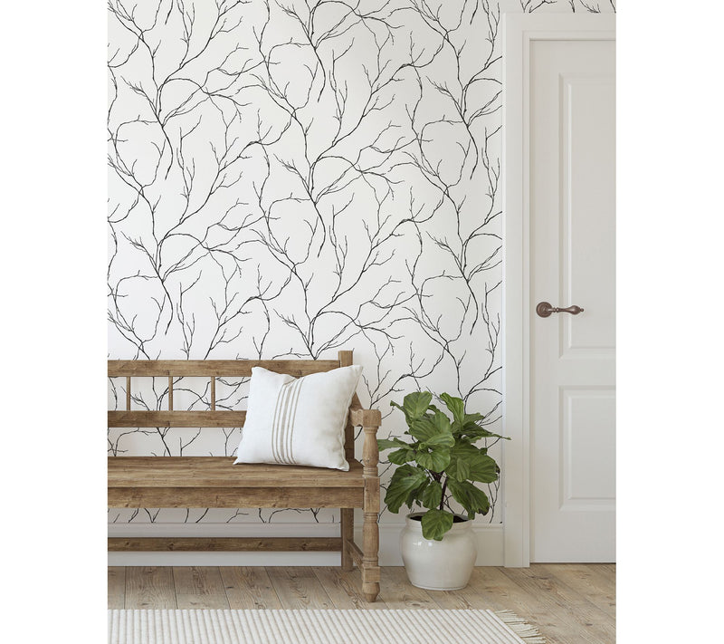 NextWall Delicate Branches Peel and Stick Wallpaper Roll — View 6