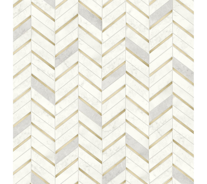 NextWall Chevron Marble Tile Peel and Stick Wallpaper Roll — Main view