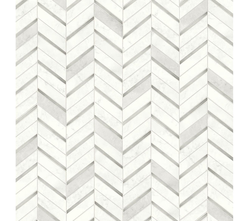 NextWall Chevron Marble Tile Peel and Stick Wallpaper Roll — View 5