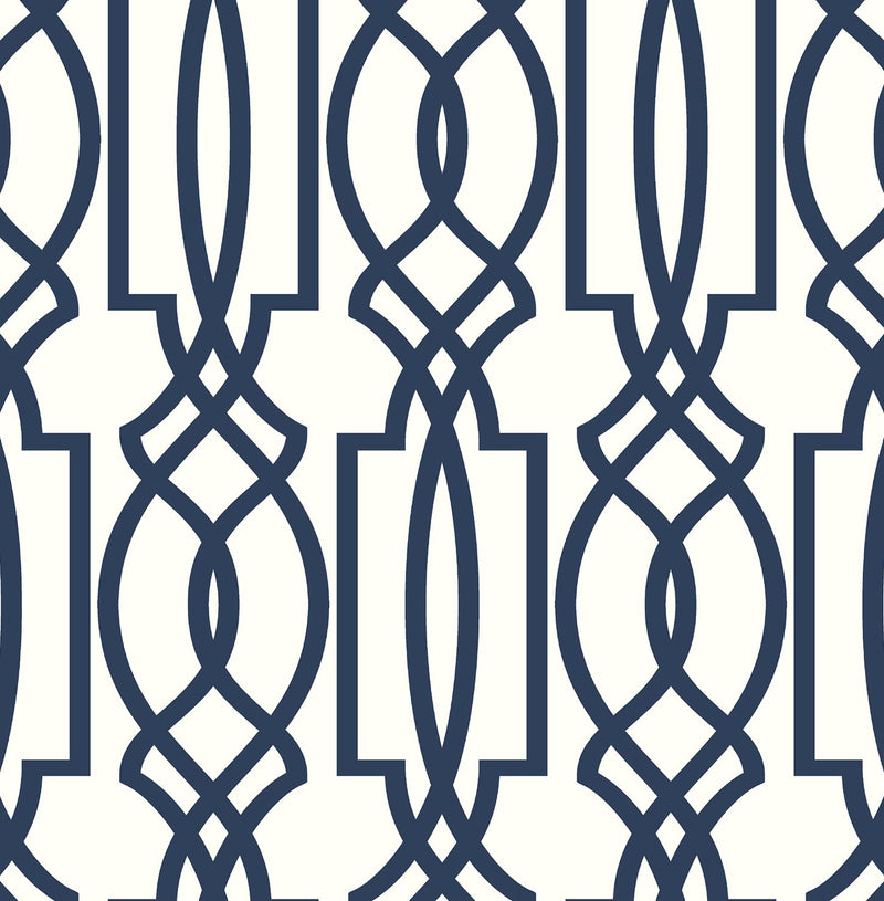 NextWall Navy Deco Lattice Peel and Stick Wallpaper Roll — Main view