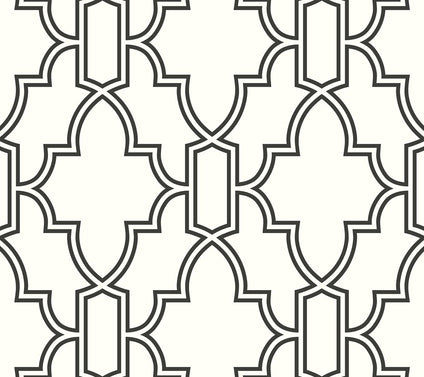 NextWall Black Tile Trellis Peel and Stick Wallpaper Roll