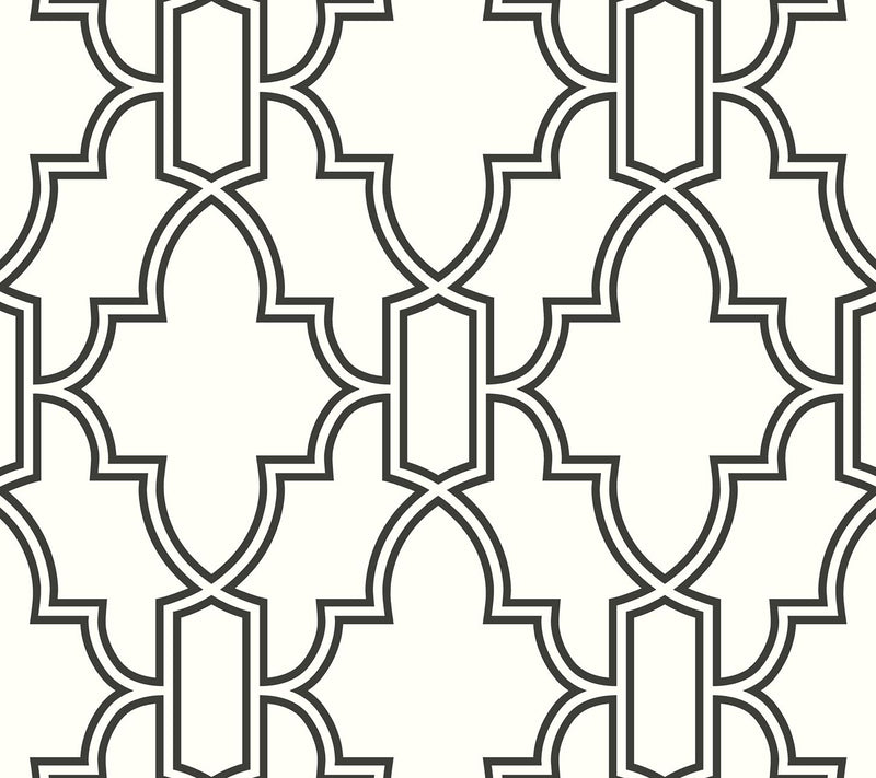 NextWall Black Tile Trellis Peel and Stick Wallpaper Roll — View 3