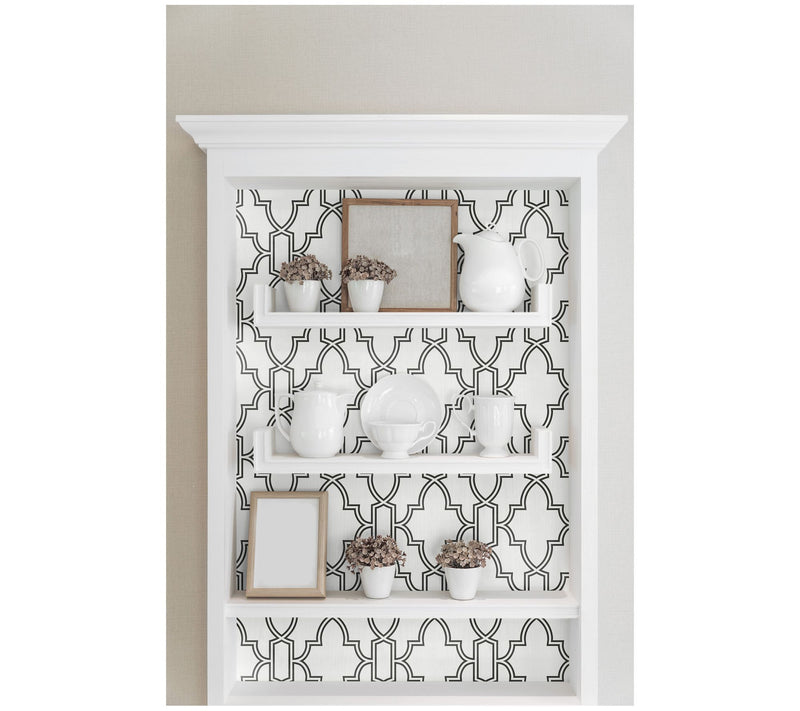 NextWall Black Tile Trellis Peel and Stick Wallpaper Roll — View 9