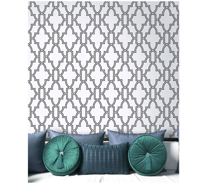 NextWall Black Tile Trellis Peel and Stick Wallpaper Roll — View 10
