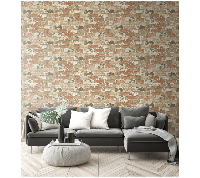 NextWall Weathered Brick Peel and Stick Wallpaper Roll — View 8