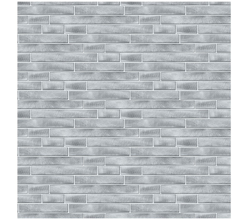 NextWall Brushed Metal Tile Peel and Stick Wallpaper Roll — View 5