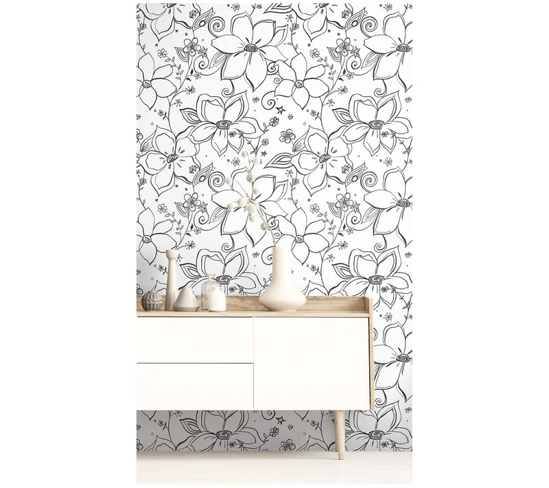 NextWall Linework Floral Peel and Stick Wallpaper Roll — View 7