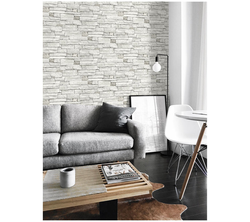 NextWall Faux Stacked Stone Peel and Stick Wallpaper Roll — View 2