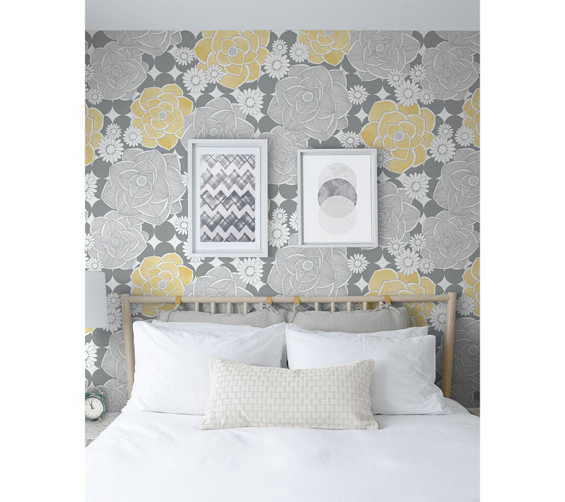 NextWall Retro Floral Peel and Stick WallpaperRoll — View 3
