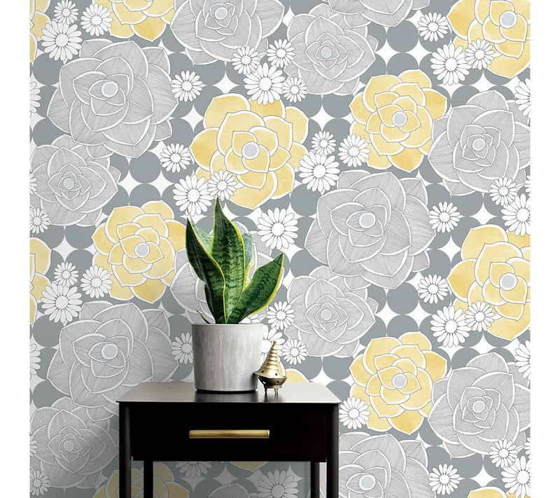 NextWall Retro Floral Peel and Stick WallpaperRoll — View 4