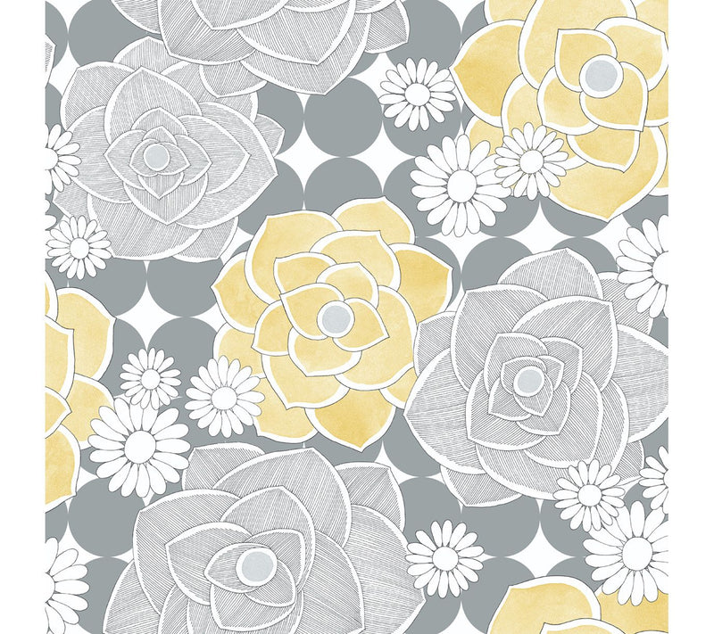 NextWall Retro Floral Peel and Stick WallpaperRoll — Main view