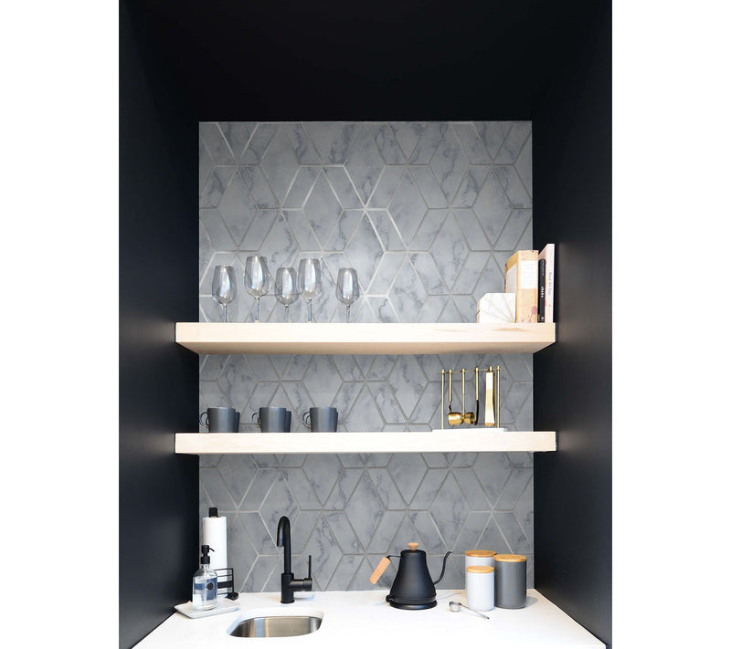 NextWall Faux Marble Tile Peel and Stick Wallpaper Roll — View 2