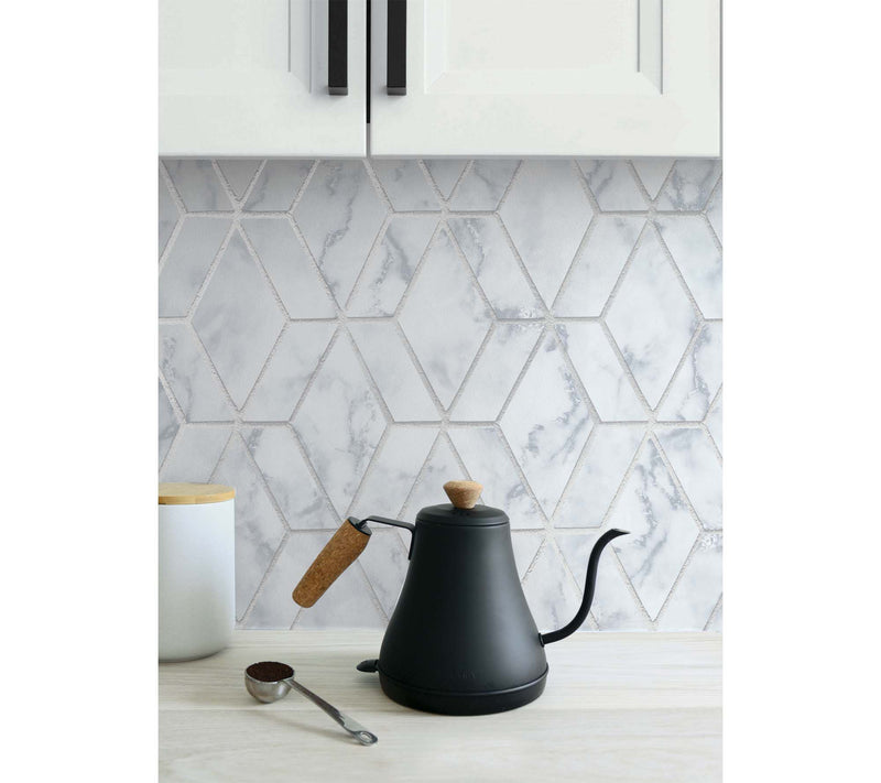 NextWall Faux Marble Tile Peel and Stick Wallpaper Roll — View 4