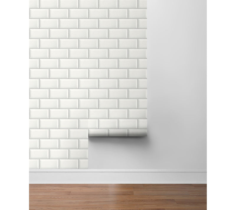 NextWall Faux Large Subway Tile Peel and StickWallpaper Roll — View 5