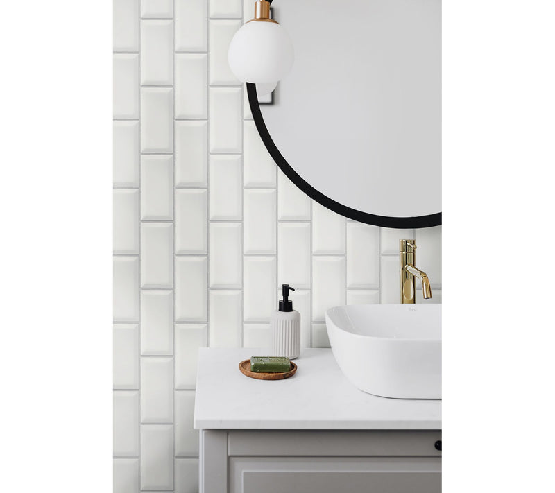 NextWall Faux Large Subway Tile Peel and StickWallpaper Roll — View 3