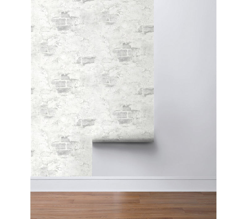 NextWall Faux Stuccoed Brick Peel and Stick Wallpaper Roll — View 4