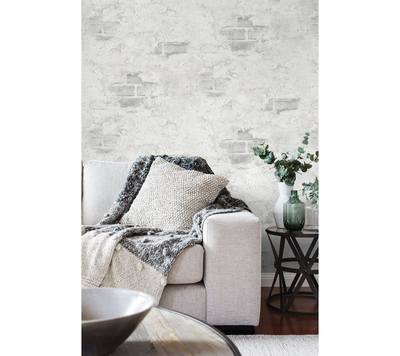 NextWall Faux Stuccoed Brick Peel and Stick Wallpaper Roll — View 2