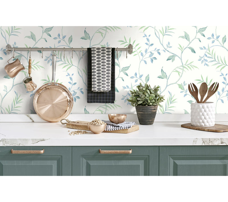 NextWall Watercolor Leaf Trail Peel and Stick Wallpaper Roll — View 2
