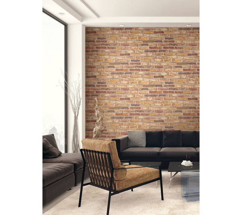 NextWall Faux Rustic Red Brick Peel and Stick Wallpaper Roll — View 2