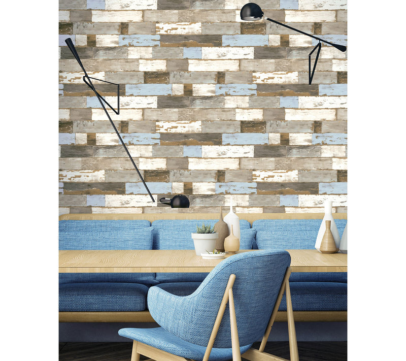 NextWall Colorful Shiplap Peel and Stick Wallpaper Roll — View 3