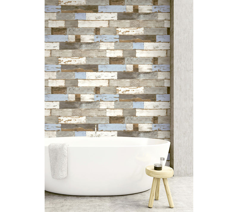NextWall Colorful Shiplap Peel and Stick Wallpaper Roll — View 4