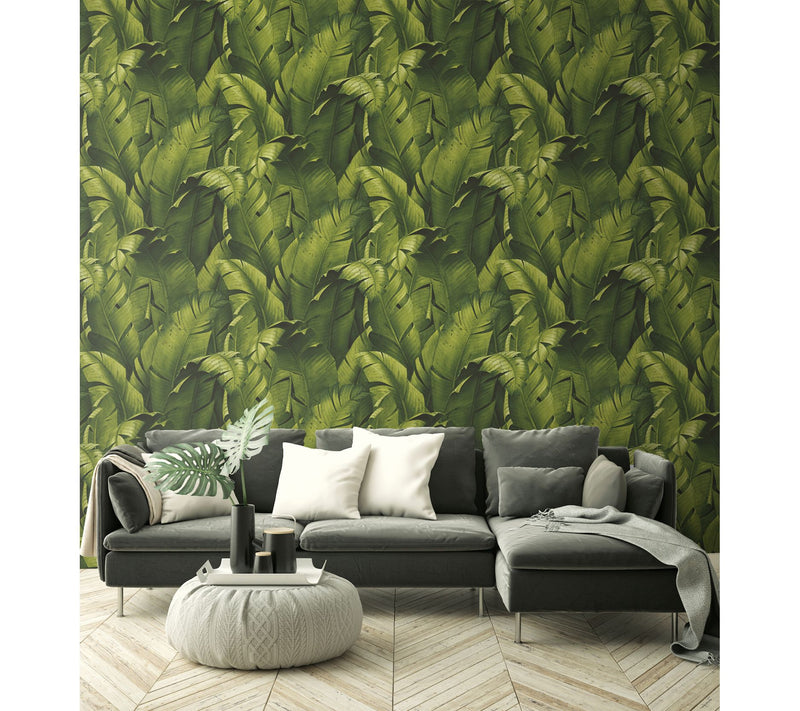 NextWall Tropical Banana Leaves Peel and StickWallpaper Roll — View 3