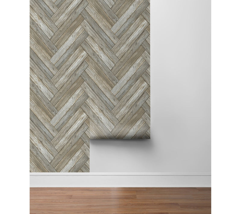 NextWall Chevron Wood Peel and Stick WallpaperRoll — View 4